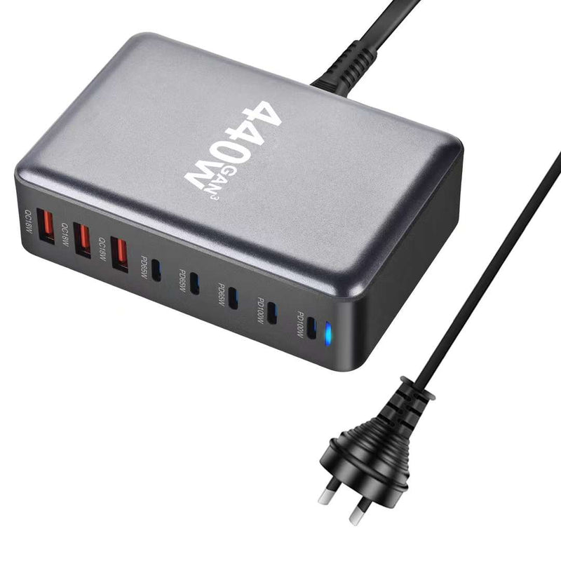 Load image into Gallery viewer, [440W GaN][SAA Approved] Universal Phone Tablet Laptop MaxBook PD+QC 8 Port USB Type-C Wall Charger Desktop Home Office Charging Station Power Adapter (AU Plug) - Polar Tech Australia
