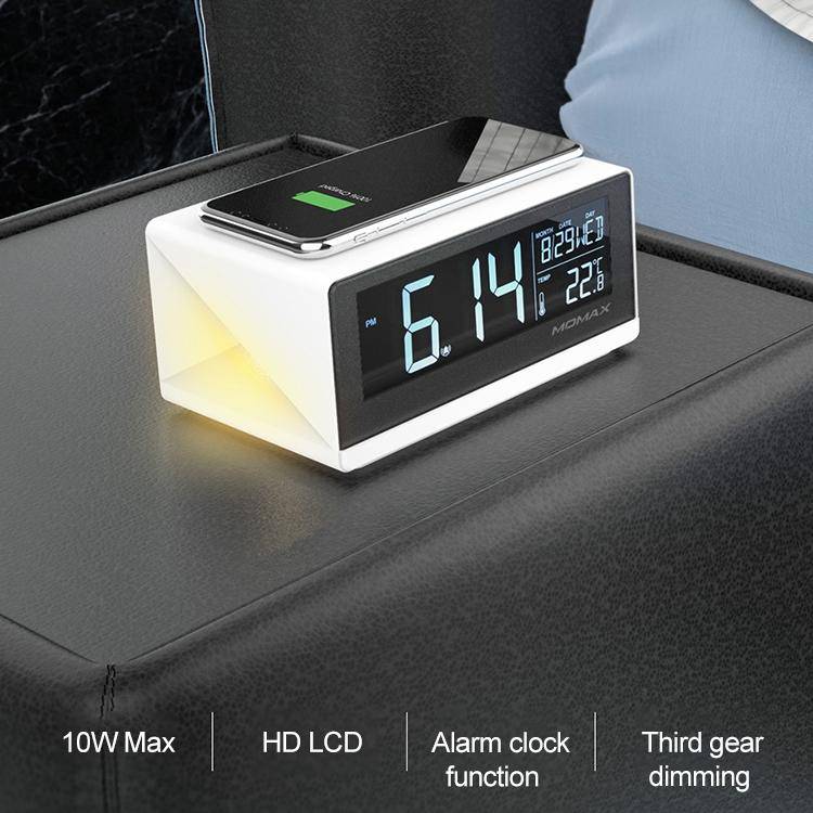 Load image into Gallery viewer, Momax QClock 10W Digita Alarm Clock Built-in Wireless Charger - Polar Tech Australia
