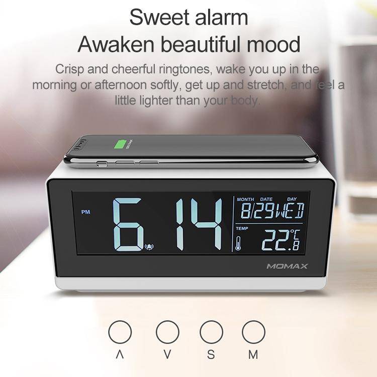 Load image into Gallery viewer, Momax QClock 10W Digita Alarm Clock Built-in Wireless Charger - Polar Tech Australia
