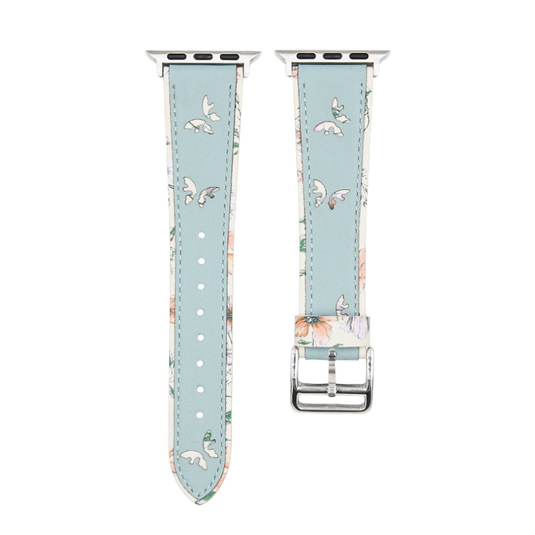 Apple Watch Series 1/2/3/4/5/6/SE/7/8/9/Ultra - Hollowed-out Butterfly Printed Leather Tang Buckle Watch Band - i-Station Mobile Phone & Electronic Device Repair and Accessories