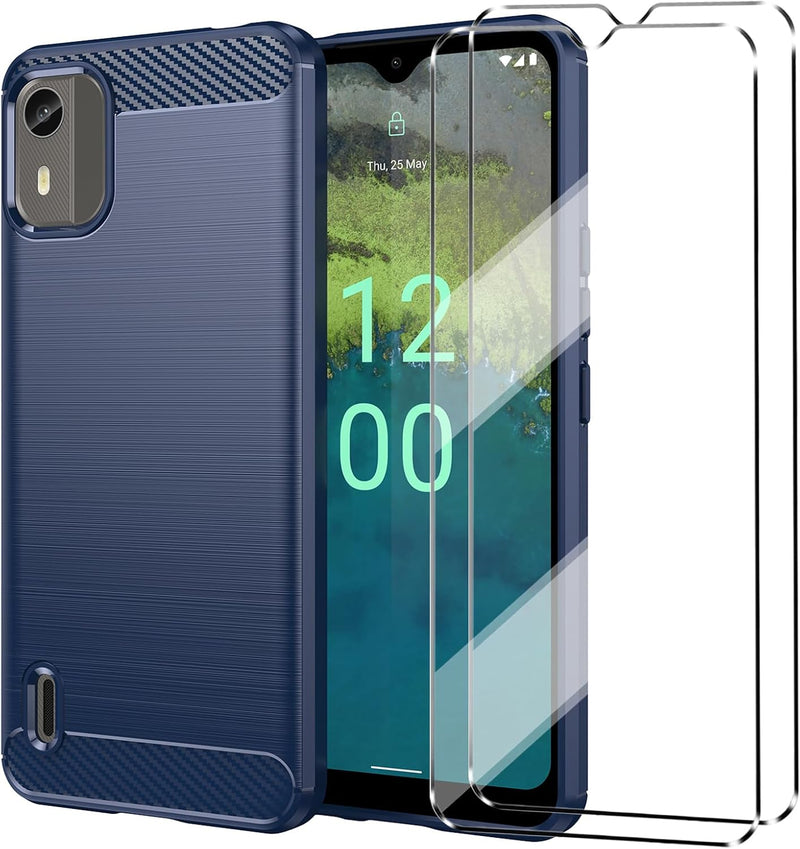 Load image into Gallery viewer, Nokia C12 Pro/C12/C12 Plus - Shield Shockproof Rugged Heavy Duty Case With 2PC 9H Tempered Glass Screen Protector
