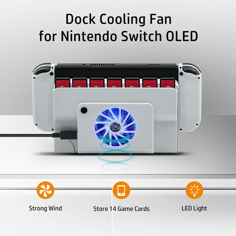 Load image into Gallery viewer, Nintendo Switch OLED Dock Cooling Fan with Game Card Storage - Polar Tech Australia
