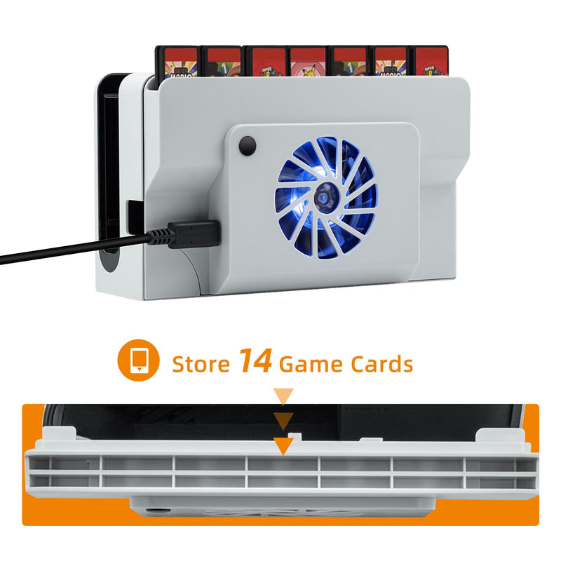 Load image into Gallery viewer, Nintendo Switch OLED Dock Cooling Fan with Game Card Storage - Polar Tech Australia
