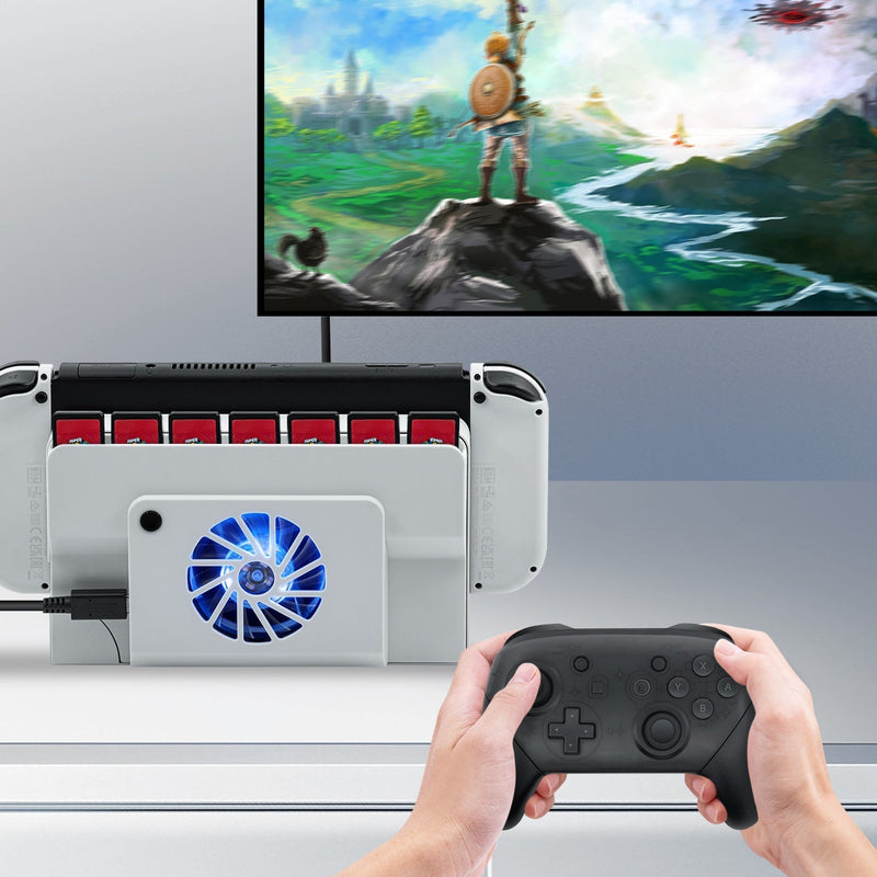 Load image into Gallery viewer, Nintendo Switch OLED Dock Cooling Fan with Game Card Storage - Polar Tech Australia
