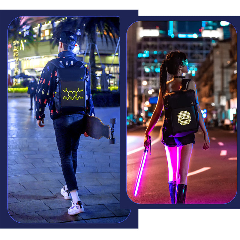 Load image into Gallery viewer, Divoom LED Display Laptop Waterproof Backpack With App Control, 17 Inch Cool DIY Pixel Art Animation Fashion Backpack, Unique Backpack For Men Or Women, Black, largre, Fashion
