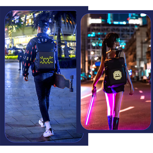 Divoom LED Display Laptop Waterproof Backpack With App Control, 17 Inch Cool DIY Pixel Art Animation Fashion Backpack, Unique Backpack For Men Or Women, Black, largre, Fashion