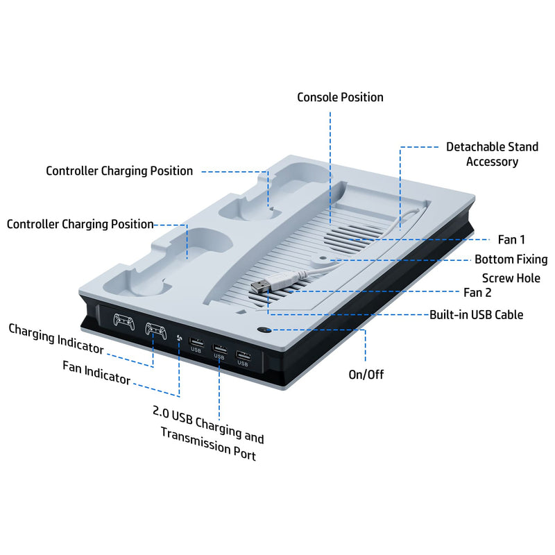 Load image into Gallery viewer, PS5 UHD/Digitial Edition Multifunctional LED Cooling Stand with Dual Controller Charging - Polar Tech Australia
