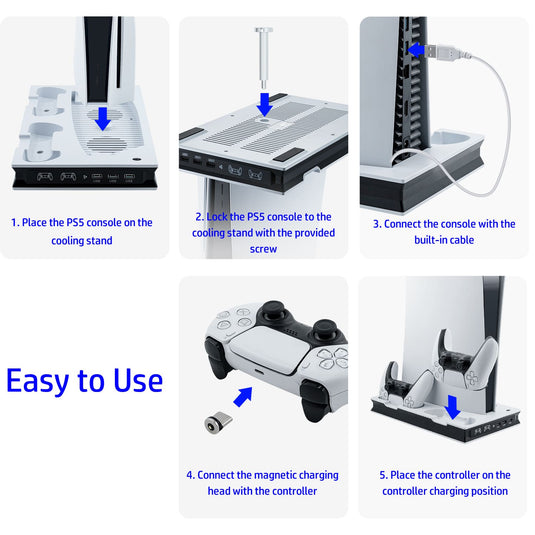 PS5 UHD/Digitial Edition Multifunctional LED Cooling Stand with Dual Controller Charging - Polar Tech Australia