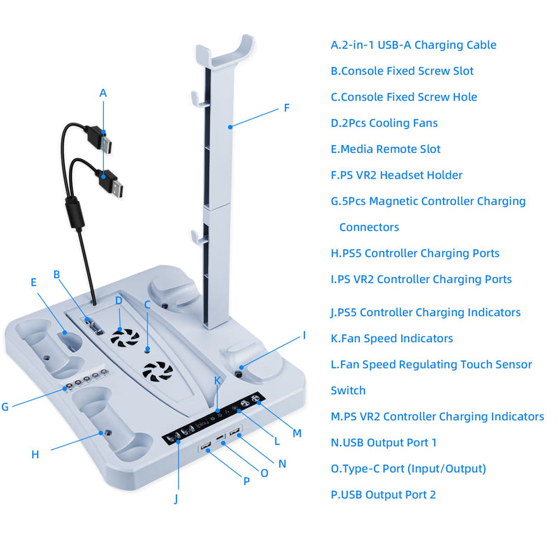 Load image into Gallery viewer, PS5/ PS VR2 Controller Multifunctional Cooling Stand with Charging - Polar Tech Australia
