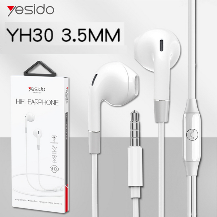 [YH30] Universal 3.5mm Yesido In-Ear Earphone Stereo with Mic Surround Sound Headset Earbuds