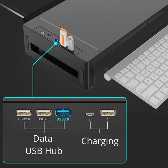 [KM50][With RBG Light & USB Hub & Stand & Drawer] Universal Monitor Desktop Stand  (Up to 27 inch) - Polar Tech Australia