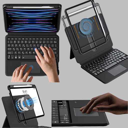 Apple iPad Air 3/iPad Pro 2 10.5" & iPad 7th/8th/9th 10.2" - Magic 360 Rotation Detachable Smart Wireless Trackpad Keyboard Flip Case - Polar Tech Australia