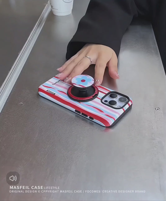 [Magsafe Compatible] Apple iPhone 17/Air/Pro/Max - Minimalist Stripe Shockproof Stand Case