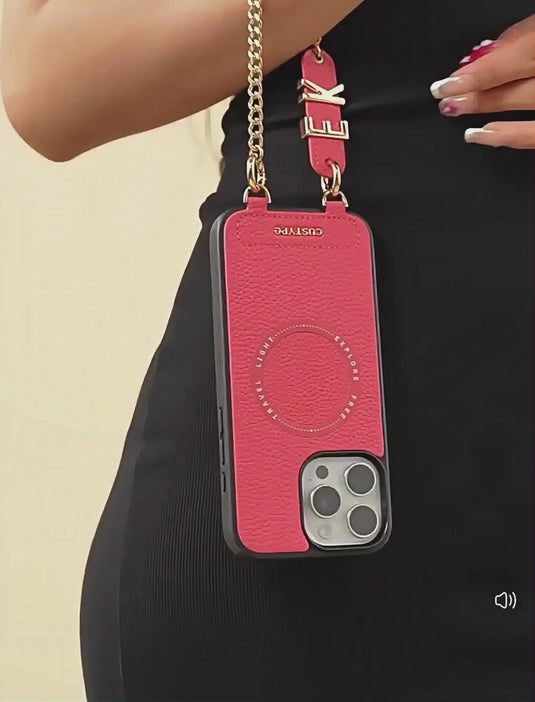 [Magsafe Compatible] Apple iPhone 17/Pro/Pro Max - Custype Portable Premium Leather Protective Case with Chain