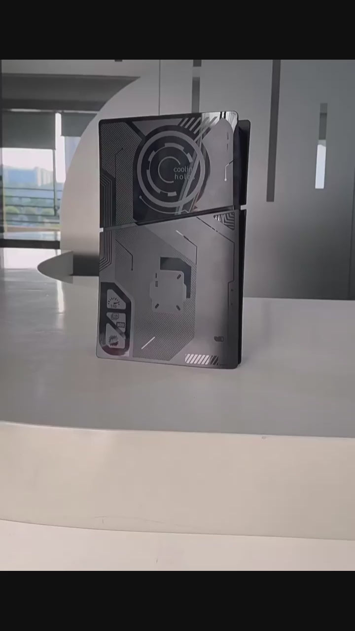 Load video: Sony PlayStation PS5 Slim Disc/Digital Edition Mechanical-Style Replaceable Shell – DIY Decorative Custom Cover