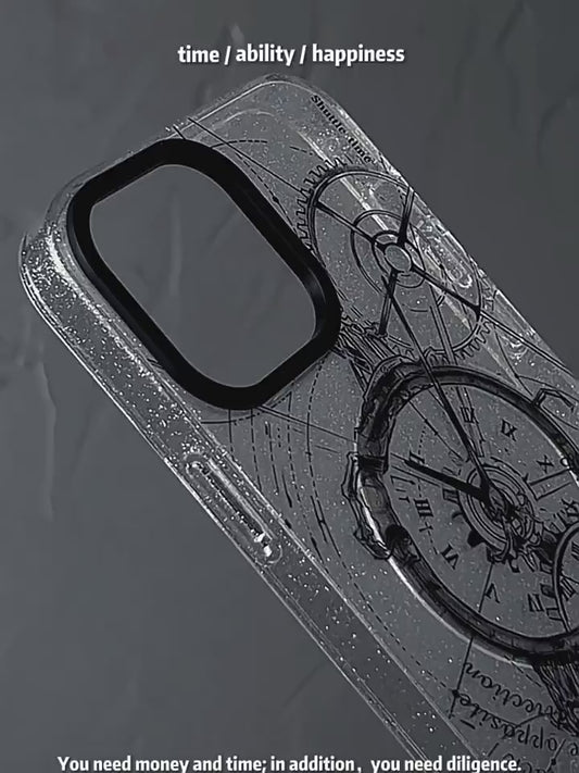 Apple iPhone 13/Pro/Pro Max Reverse Direction Clock Design Phone Case Shockproof Fashion Series Case