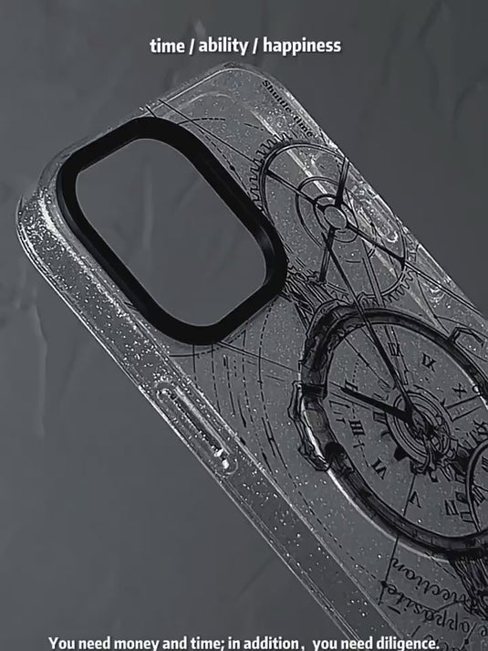 Apple iPhone 14/Pro/Pro Max Reverse Direction Clock Design Phone Case Shockproof Fashion Series Case