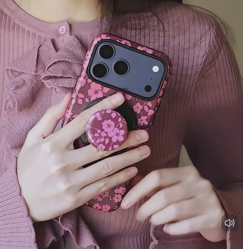 Load and play video in Gallery viewer, [Magsafe Compatible][With Stand] Apple iPhone 15/Plus/Pro/Pro Max 2-in-1 Floral Protective Phone Case
