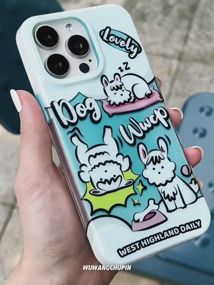 Load video: Apple iPhone 15/Pro/ Pro Max Manga cat design style Shockproof Fashion Series Case