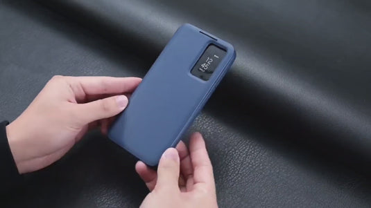 [With Card Slot] Samsung Galaxy S25/Plus/Ultra - Smart Window Allows Answering Calls Without Opening the Cover Leather Case