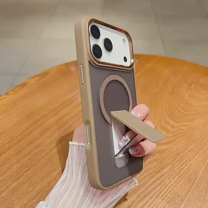 Load video: iPhone 17/Pro/Pro Max Matte MagSafe Magnetic Shockproof Heavy Duty Case with kickstand