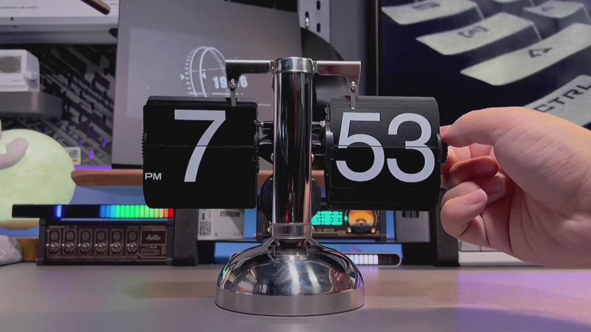 Flip Desk Shelf Clock - Classic Mechanical-Digital Display Battery Powered