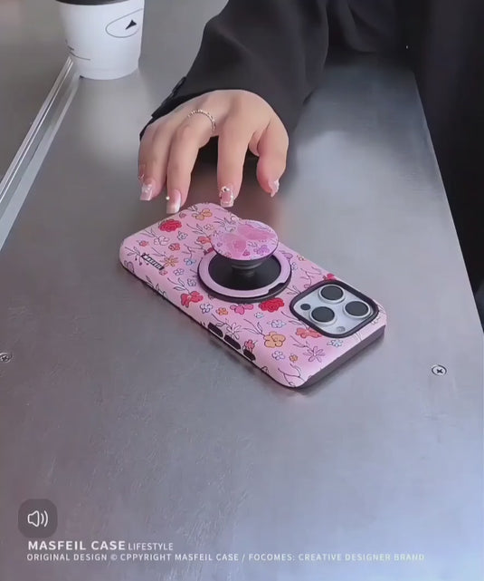 [Magsafe Compatible][Built-in Stand] Apple iPhone 17/Air/Pro/Max - Floral Double-Layer Full-Protection Shockproof Case