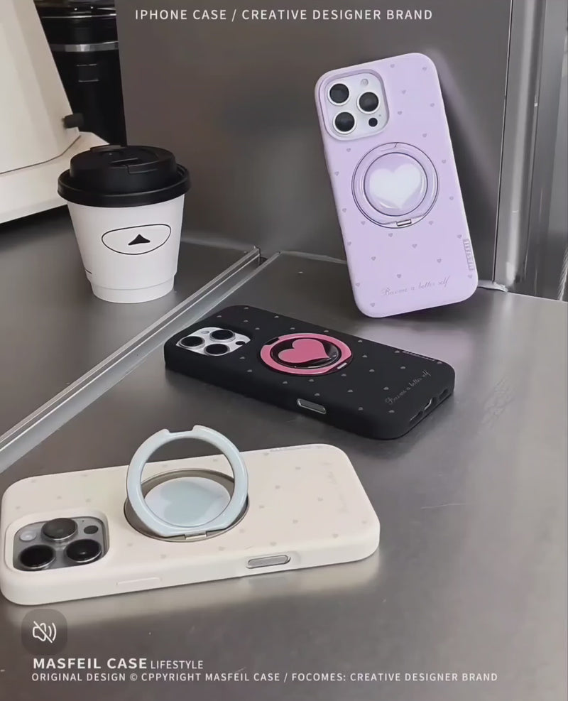 Load and play video in Gallery viewer, [Built-in Stand] Apple iPhone 17/Air/Pro/Max - Heart-shaped Full-Cover Shockproof Phone Case
