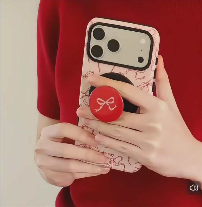 Load and play video in Gallery viewer, [Magsafe Compatible] Apple iPhone 17/Pro/Max - Bow Design 2-in-1 Shockproof Phone Case with Stand
