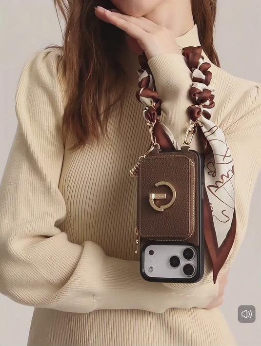 Apple iPhone 16/Plus/Pro/Pro Max - Custype Vintage Protective Wallet Case with Scarf-style Wrist Strap