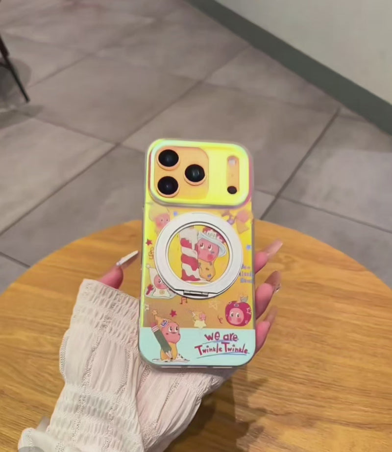 Load and play video in Gallery viewer, [Magsafe Compatible][Built-in Stand] Apple iPhone 16/Pro/Pro Max/Plus - Cartoon Cute Shockpoof Case
