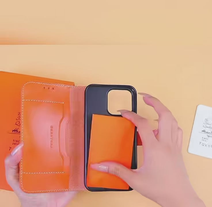 Load and play video in Gallery viewer, [With Card Slot] Apple iPhone 18 Pro &amp; Max - HANATORA Premium Genuine Leather Flip Wallet Case
