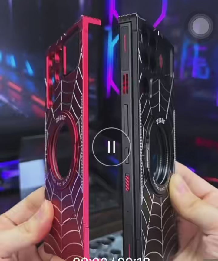 Load and play video in Gallery viewer, ZTE Nubia RedMagic 10/ 10S Pro / Pro Plus Frameless Mecha Metal Spiderman Rotating Magnetic Stand Case
