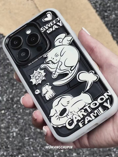 Apple iPhone 16/Pro/ Pro Max Manga cat design style Shockproof Fashion Series Case