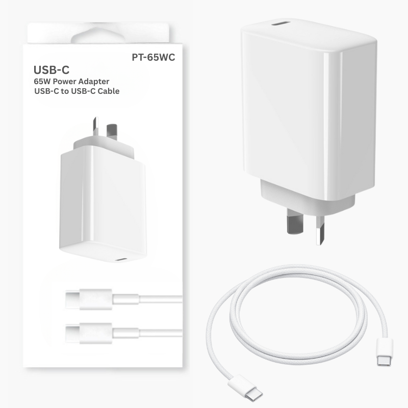 Load image into Gallery viewer, 65W PD USB-C Type-C Port iPhone 17/16/15 &amp; iPad Pro Air &amp; MacBook Air/Pro - Wall Travelling Charger Adapter With Cable -  (SAA Approved/AU Plug) - Polar Tech Australia
