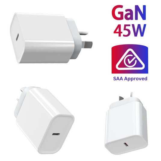 45W PD Type-C iPhone 17/16/15/14 & Samsung S25/AS24/S23 Ultra Compatible Wall Travelling Fast Charger Adapter -  (SAA Approved/AU Plug) - Polar Tech Australia