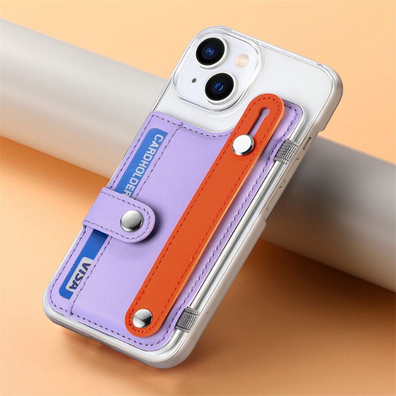 Load image into Gallery viewer, [Multi Function] Apple iPhone 16/16 Plus/16 Pro/16 Pro Max Wallet Holder Anti-Drop Ring Leather  Macron Color Case
