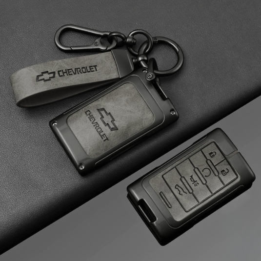 Chevrolet Zinc Alloy + PU Leather Car Key Fob Case Cover For Malibu, Equinox, Trax, Express, Silverado, Captiva