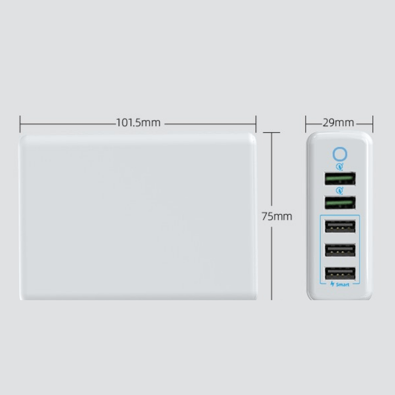 Load image into Gallery viewer, Qualcomm QC 3.0 60W 5 Ports Universal Phone &amp; Tablet Desktop USB Port Wall Charge Station Adapter 1.6M Length  (AU Plug) - Polar Tech Australia
