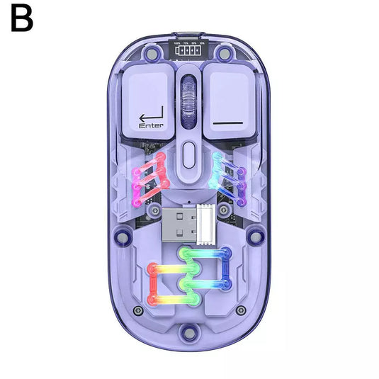 Wireless Dual-Mode RGB Bluetooth Lightweight Noise-Fre Mouse Ergonomic Universal Hots Clear Shell Gaming Mouse