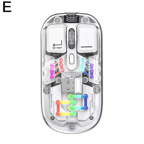 Wireless Dual-Mode RGB Bluetooth Lightweight Noise-Fre Mouse Ergonomic Universal Hots Clear Shell Gaming Mouse