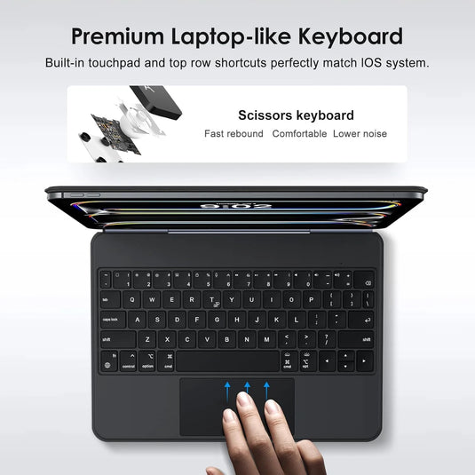 [Auto-Connect, No Charge Needed][Magic Keyboard] Apple iPad Air 4/5 & Pro 11“ & Air 11” M2/M3/M4 (2024/2025/2026) Smart Multi-Touch Trackpad Magnetic Wireless Keyboard Case With RGB Backlit
