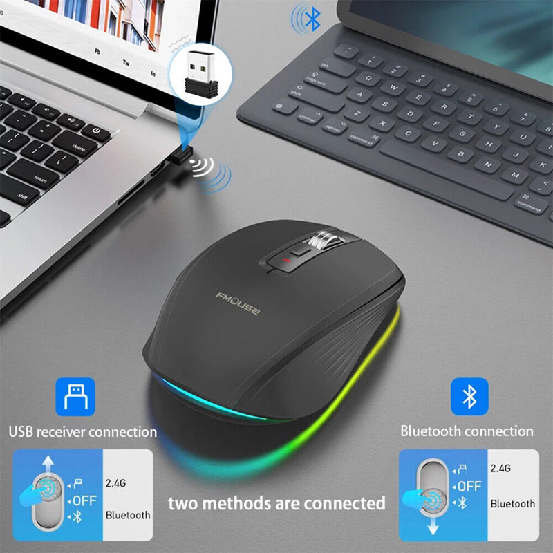 Load image into Gallery viewer, Wireless Mouse Bluetooth-compatible 5.1+2.4Ghz Rechargeable Dual Mode Silence Mouse
