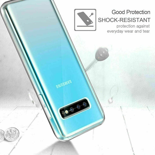 Motorola Moto E6i - AirPillow Cushion Transparent Soft Clear TPU Protective Case With 2PC 9H Tempered Glass Screen Protector