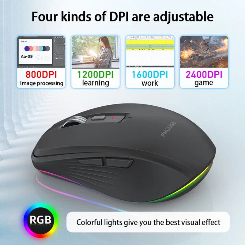 Load image into Gallery viewer, Wireless Mouse Bluetooth-compatible 5.1+2.4Ghz Rechargeable Dual Mode Silence Mouse
