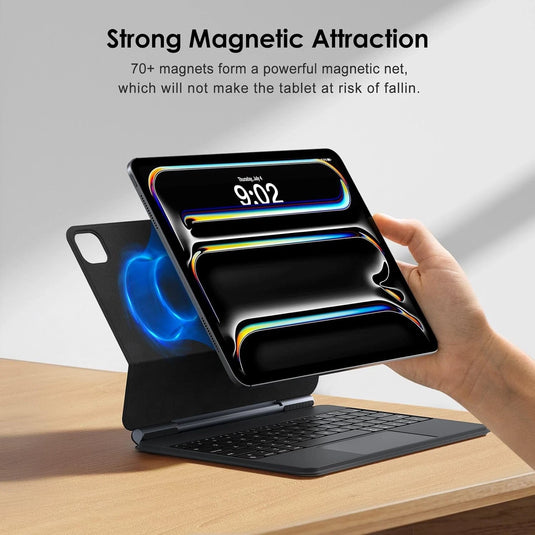 [Auto-Connect, No Charge Needed][Magic Keyboard] Apple iPad Air 4/5 & Pro 11“ & Air 11” M2/M3/M4 (2024/2025/2026) Smart Multi-Touch Trackpad Magnetic Wireless Keyboard Case With RGB Backlit