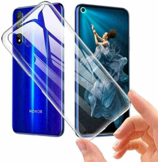 Motorola Moto E6i - AirPillow Cushion Transparent Soft Clear TPU Protective Case With 2PC 9H Tempered Glass Screen Protector