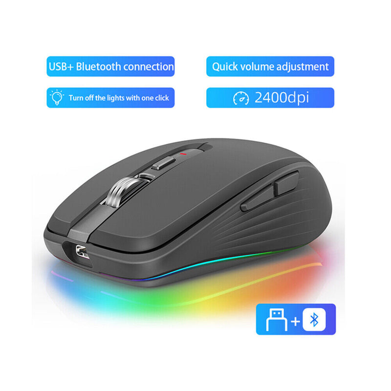 Load image into Gallery viewer, Wireless Mouse Bluetooth-compatible 5.1+2.4Ghz Rechargeable Dual Mode Silence Mouse
