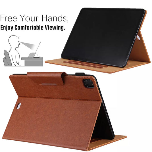 Apple iPad Pro 13-inch M4 (2024) Business Style Folio Leather Shockproof Case