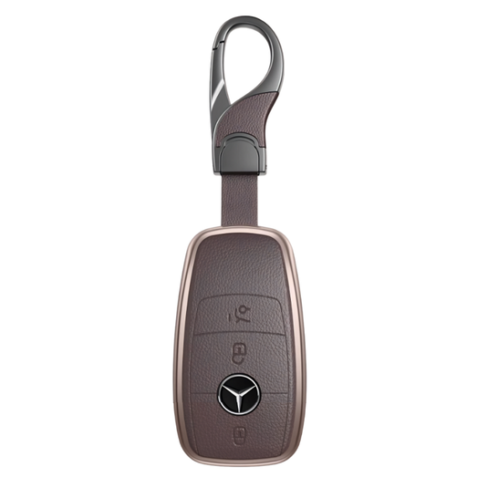 Mercedes Benz Aluminum Alloy Leather Car Key Fob Protection Case Cover For Benz A, C, E, S, G-Class, GLA, GLB, GLC, GLE, GLS, CLA, CLS, EQC